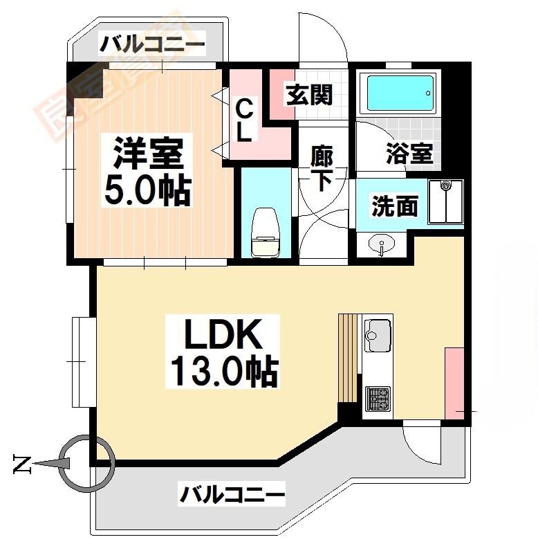 ウィステリア妙音通(1LDK/3階)の間取り写真