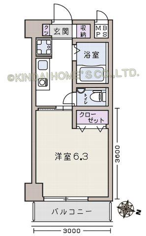 小島ハイツ(1K/2階)の間取り写真