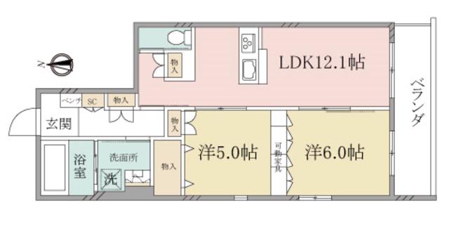 ヘーベルヴィレッジ湘南台IIIシュテルン湘南(2LDK/4階)の間取り写真