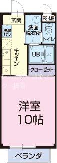 グリーン廣本(1K/2階)の間取り写真