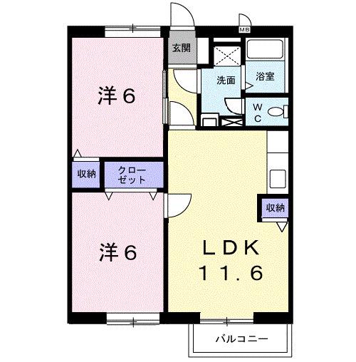 ハイツシャルマンリコA(2LDK/2階)の間取り写真
