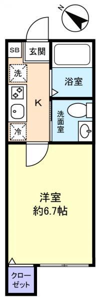 プレジール八千代台(1K/1階)の間取り写真
