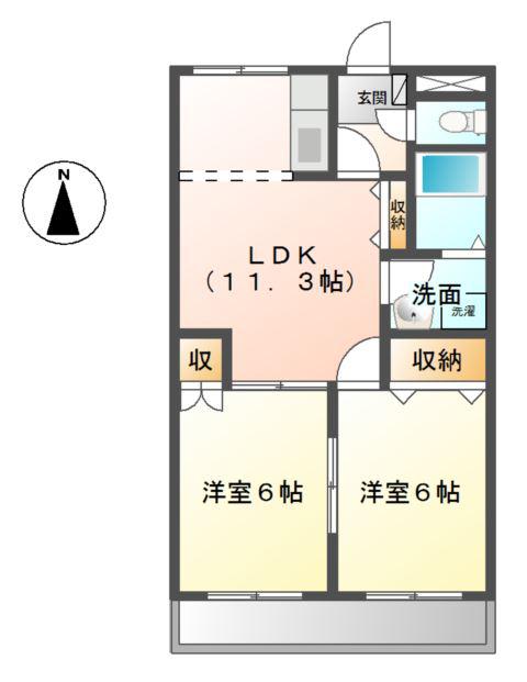 スターヒルズ(2LDK/1階)の間取り写真