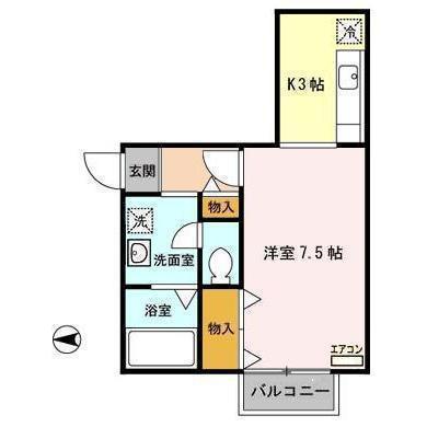 アネックス1(1K/1階)の間取り写真