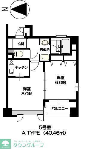 グランビュー晩翠通(1LDK/2階)の間取り写真