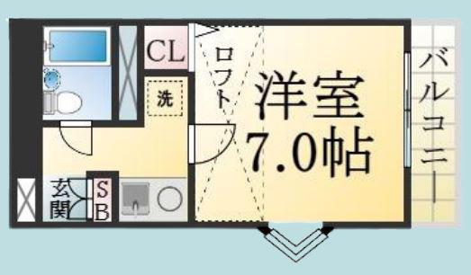 キャンパス須磨離宮(1K/1階)の間取り写真