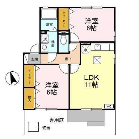 リオグランデC(2LDK/1階)の間取り写真