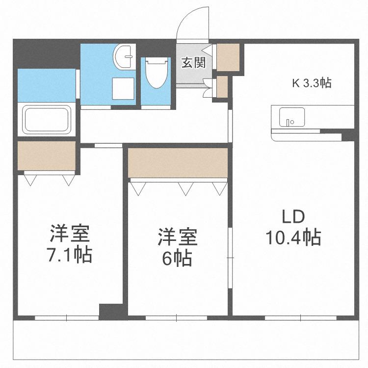 ラスベート(2LDK/1階)の間取り写真