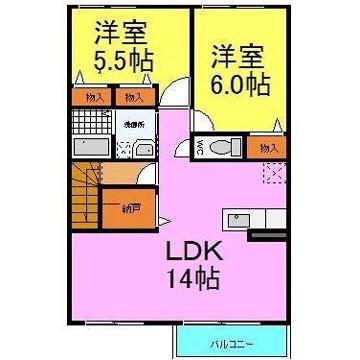 メゾン・クレール堂本(2LDK/2階)の間取り写真