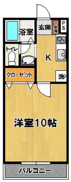 パーマナント洞峰(1K/3階)の間取り写真