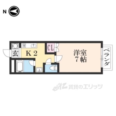 ツインハイツ(1K/2階)の間取り写真
