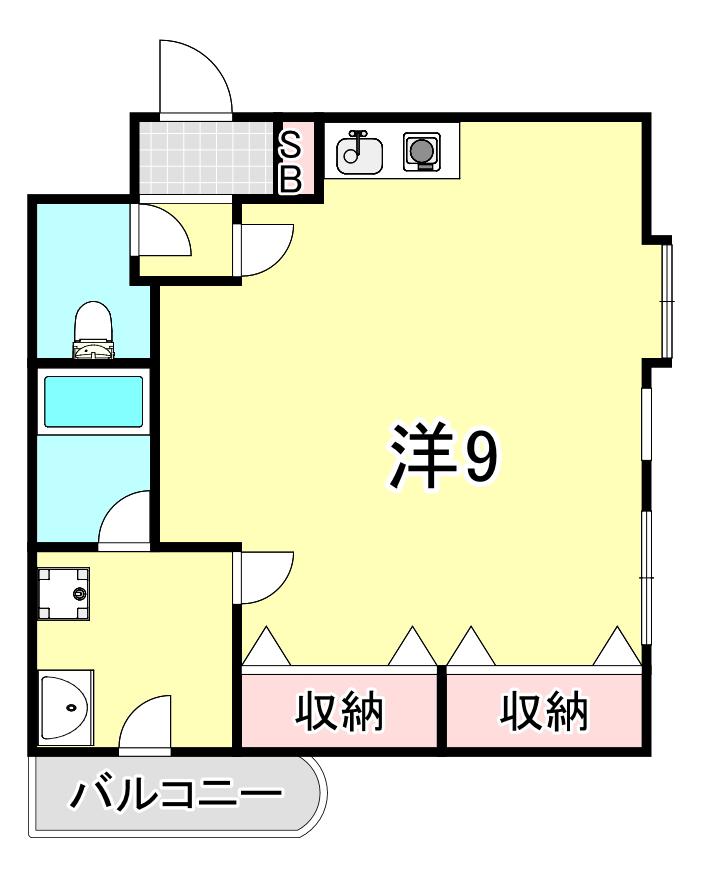 パインコート浜芦屋(ワンルーム/3階)の間取り写真
