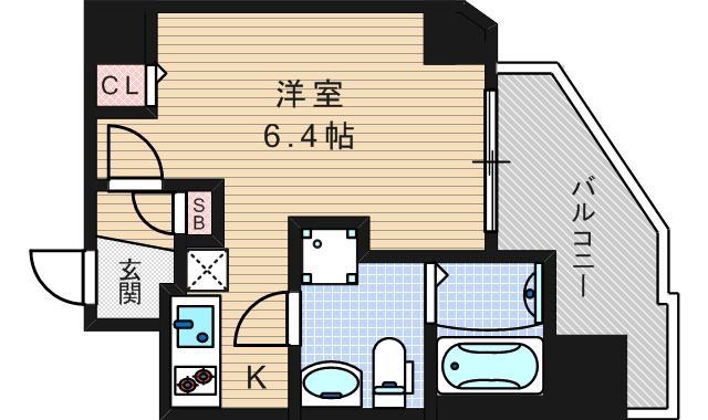 プレサンス難波イーストモダニティ(1K/7階)の間取り写真