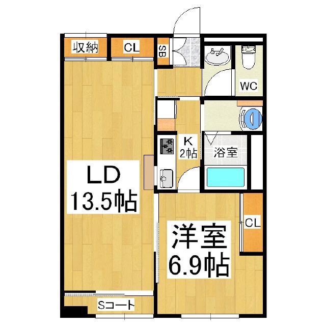 レオパレスルアーブルテヅカ(1LDK/1階)の間取り写真