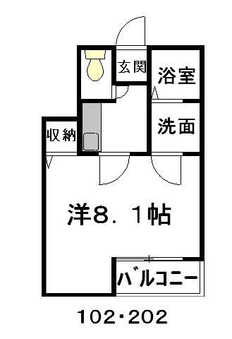 クレフラスト浜松医大前(1K/2階)の間取り写真