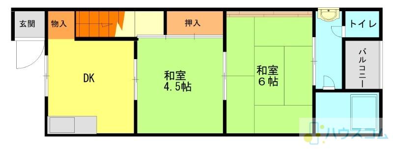 西畑ハイツ(2DK/1階)の間取り写真