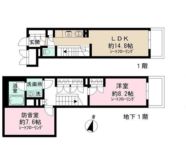 アドミラル碑文谷(1SLDK/1階)の間取り写真