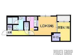 ノルデスタ千歳(1LDK/2階)の間取り写真
