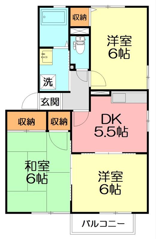 サンシャインC(3K/2階)の間取り写真