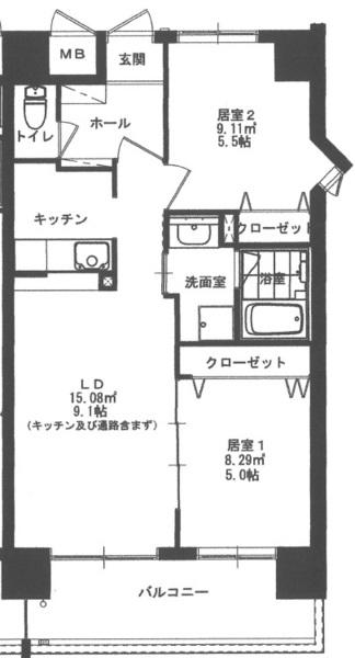 アルテマイスターアルメール(2LDK/5階)の間取り写真