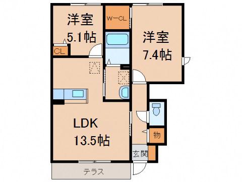MASTCOURT秋葉(2LDK/1階)の間取り写真