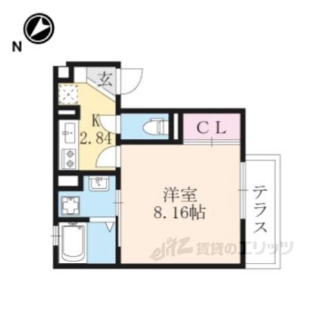 アネックスわたむき(1K/2階)の間取り写真