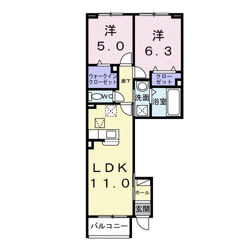 ベル エリタージュ(2LDK/1階)の間取り写真
