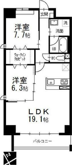 オルソパール伝馬(2LDK/5階)の間取り写真