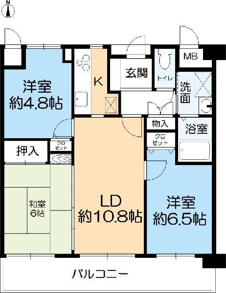 サニーパレスミツモト(3LDK/2階)の間取り写真