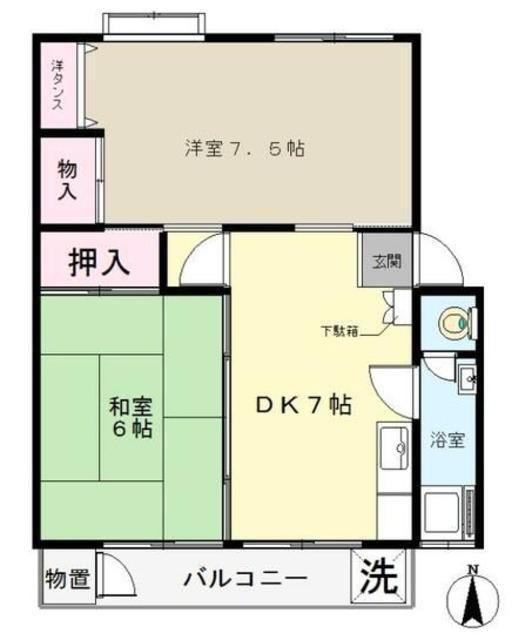 富士見町34号棟(2DK/3階)の間取り写真