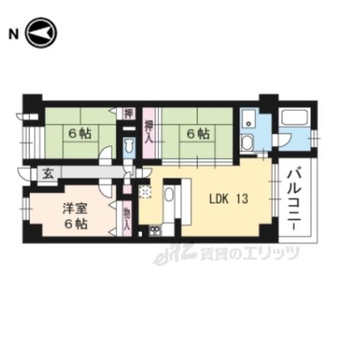 クレメント瀬田(3LDK/3階)の間取り写真