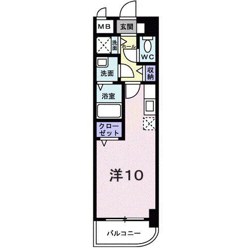 ヴァレ谷上(1K/3階)の間取り写真