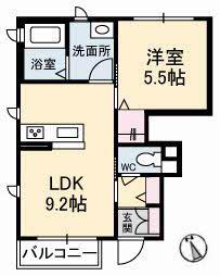 シルフィード山波A棟(1LDK/1階)の間取り写真