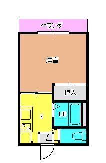 メープルハイツ(ワンルーム/2階)の間取り写真