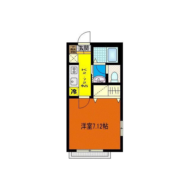 ディアスルナリア新川崎(1K/2階)の間取り写真