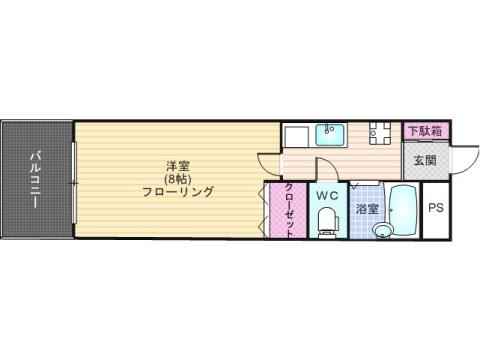 クレール清原(1K/4階)の間取り写真