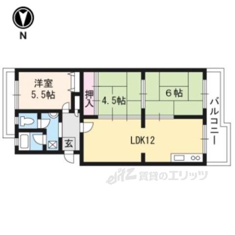 チュリス石山(3LDK/4階)の間取り写真