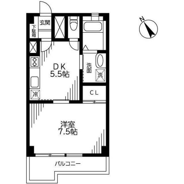 シャンボール都立大(1DK/6階)の間取り写真