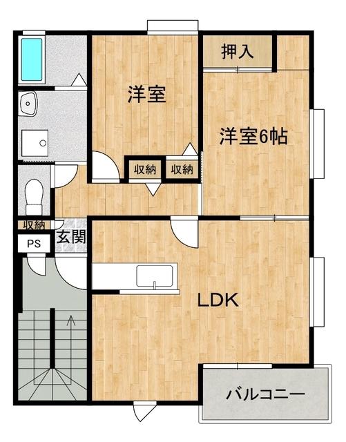ガーデンハウス中野(2LDK/2階)の間取り写真