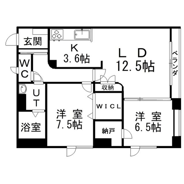 愛国西3テラスハウス(2LDK/2階)の間取り写真