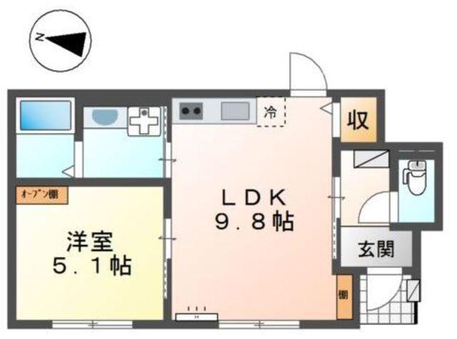 アルセA(1LDK/1階)の間取り写真