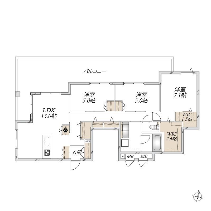 CASA ROOTIS(3LDK/4階)の間取り写真
