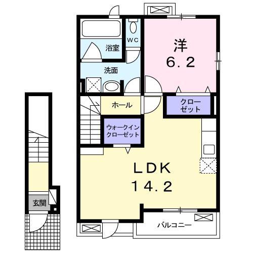 ブリリアント(1LDK/2階)の間取り写真