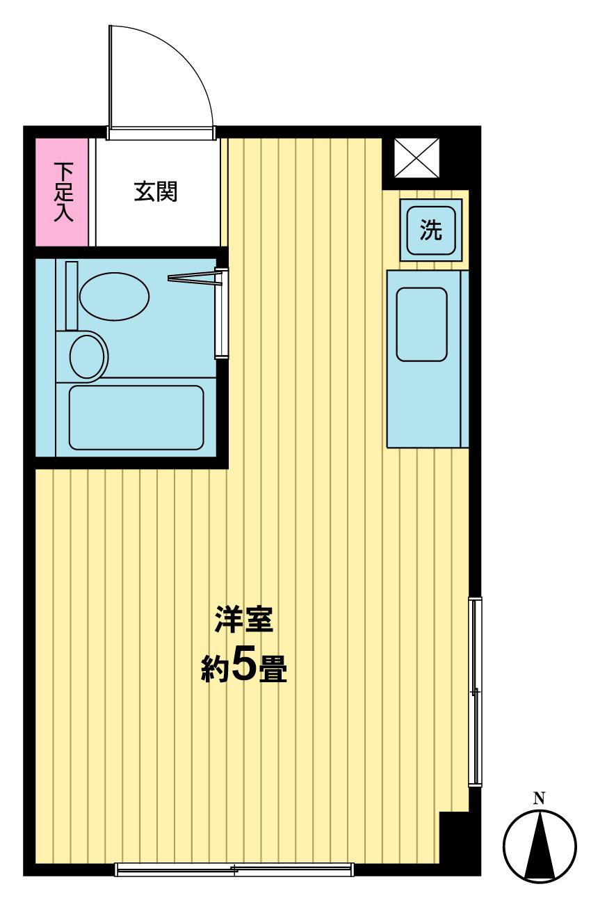 ハイム駒場(ワンルーム/1階)の間取り写真