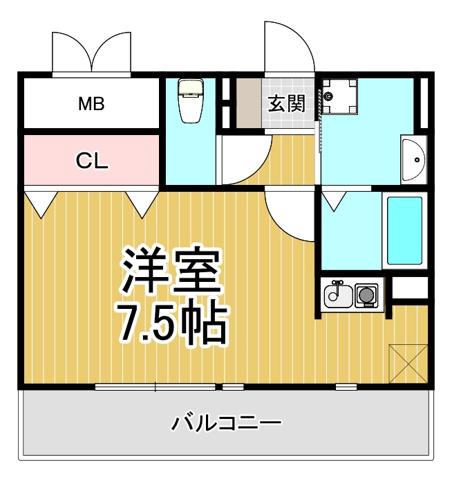 メインステージ西宮門戸(1K/1階)の間取り写真