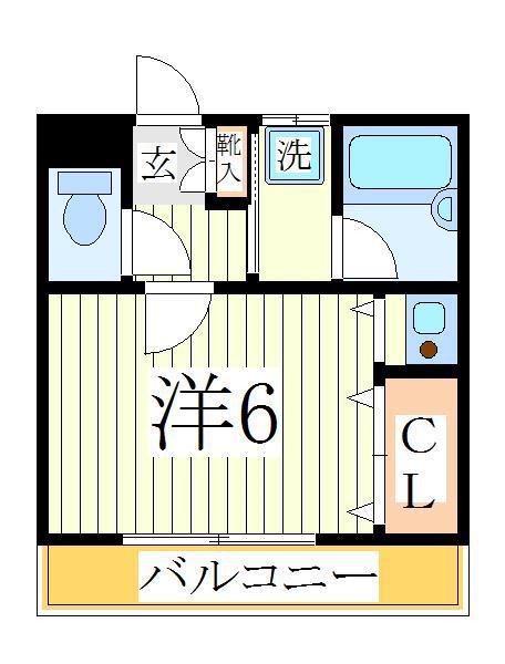 イーストヒルズ柏(ワンルーム/2階)の間取り写真
