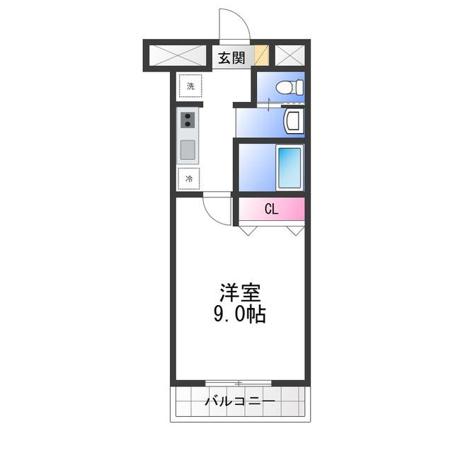 FELIZ高石(1K/1階)の間取り写真