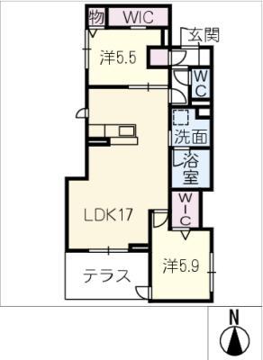 OTTAVO MIHIRO(2LDK/1階)の間取り写真