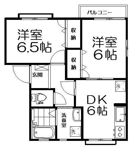 ライラックA(2DK/2階)の間取り写真