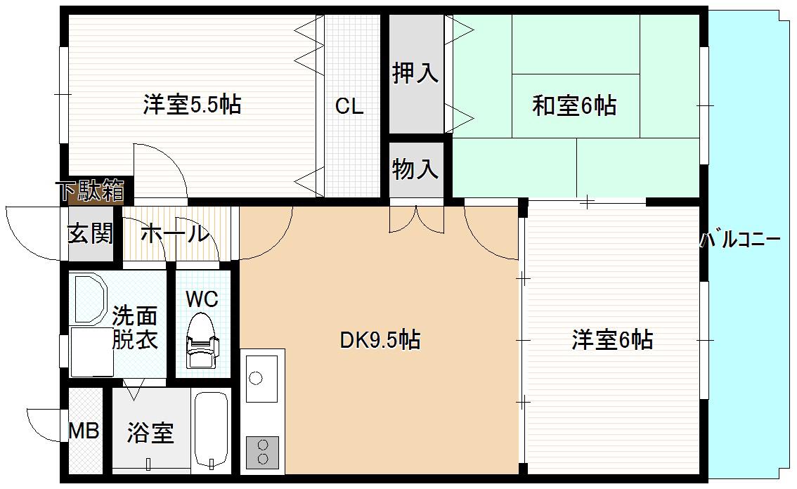 アロム藤(3DK/2階)の間取り写真